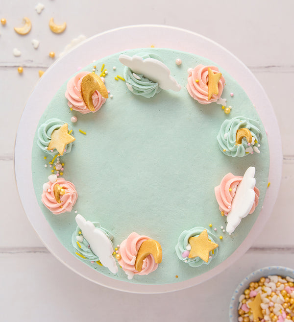 Pink and Blue Newborn Baby Cake