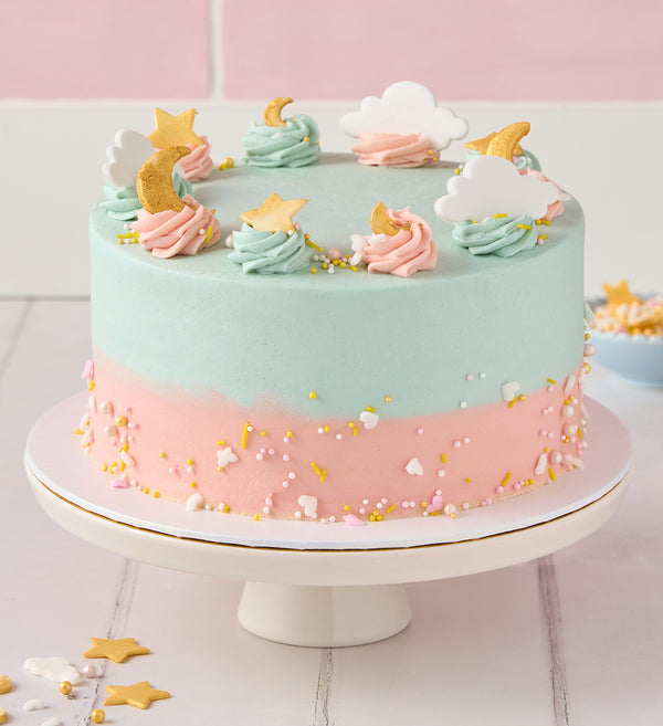 Pink and Blue Newborn Baby Cake