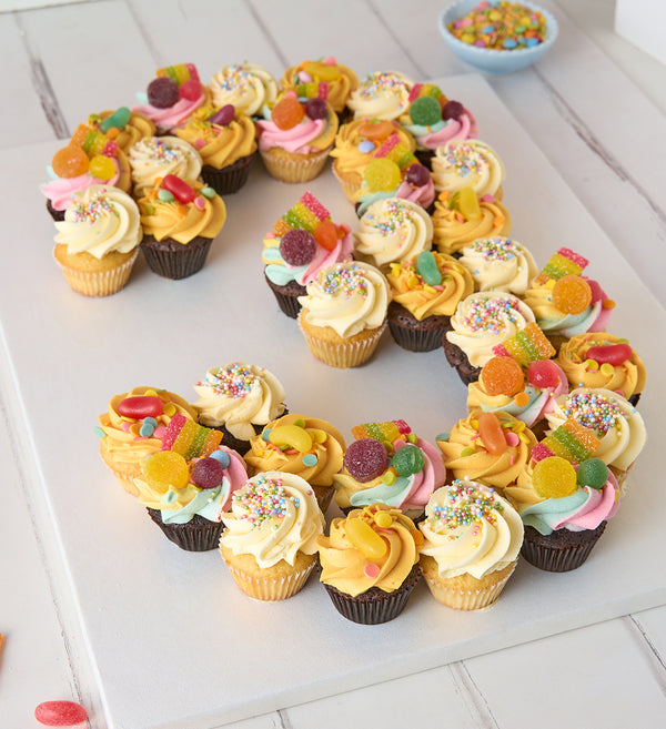 Rainbow Cupcake Number Cake