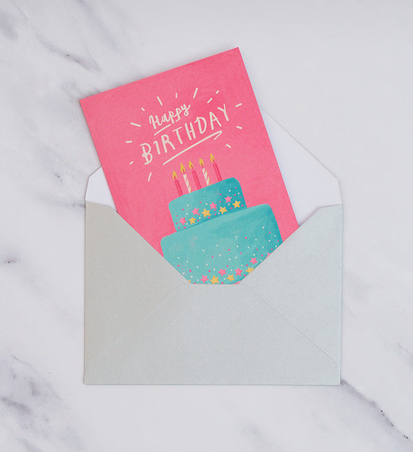 Blue Cake Birthday Card