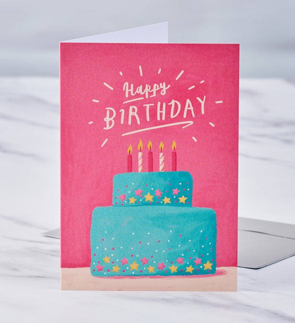 Blue Cake Birthday Card