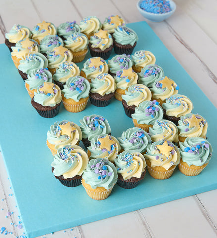 Blue Cupcake Number Cake