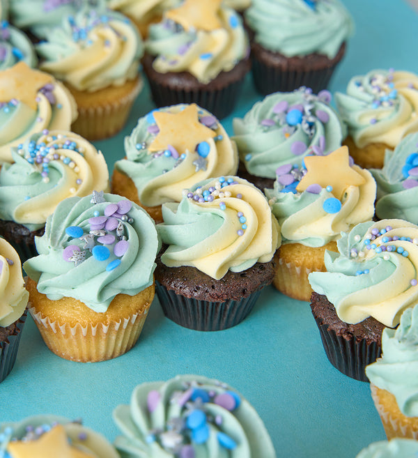 Blue Cupcake Number Cake