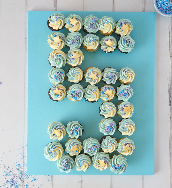 Blue Cupcake Number Cake