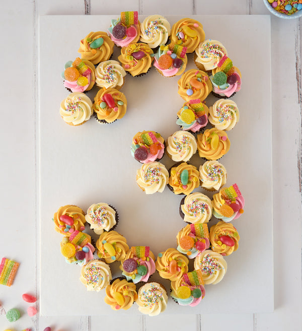 Rainbow Cupcake Number Cake