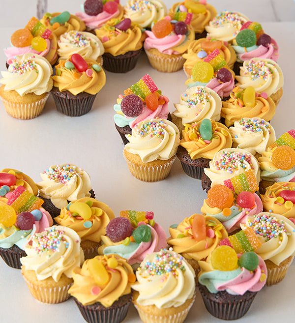 Rainbow Cupcake Number Cake